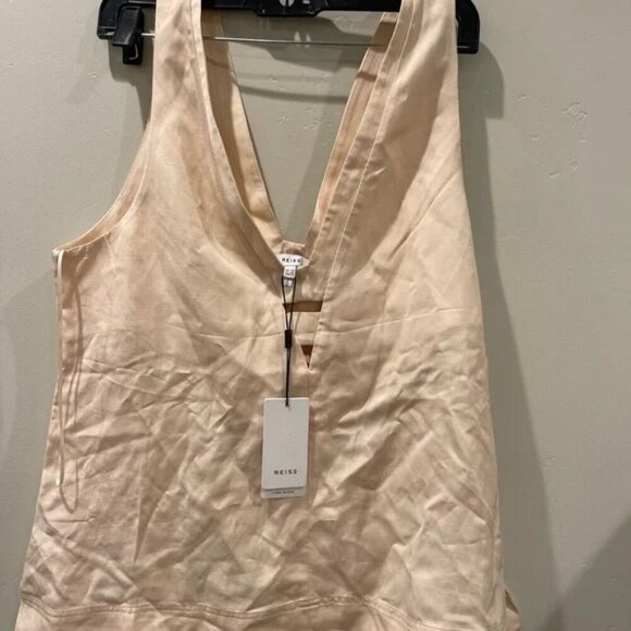 NWT Reiss Top Blouse Women's Size 10 Light Pink Linen Blend V-Neck Sleeveless - Picture 5 of 6